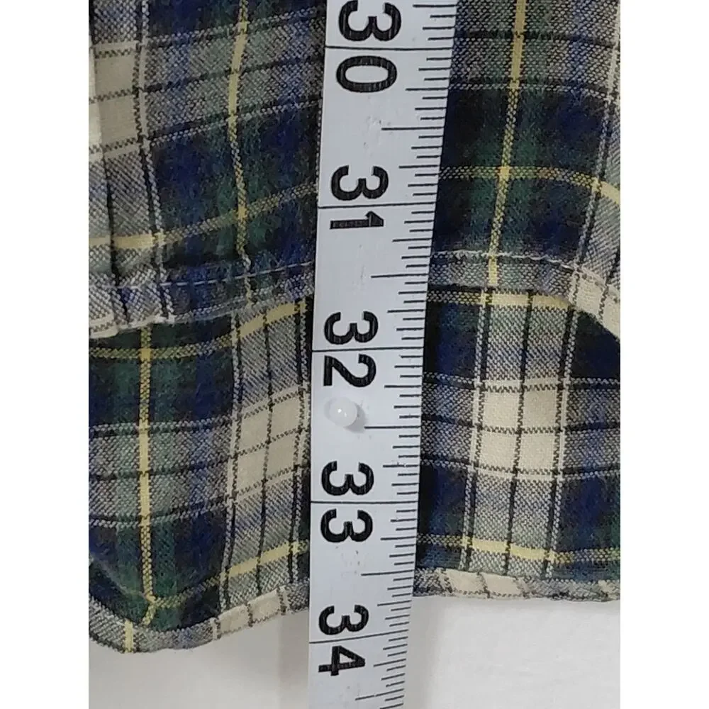 J.Crew Blue Plaid Button-Up Cotton Shirt Men Size XL